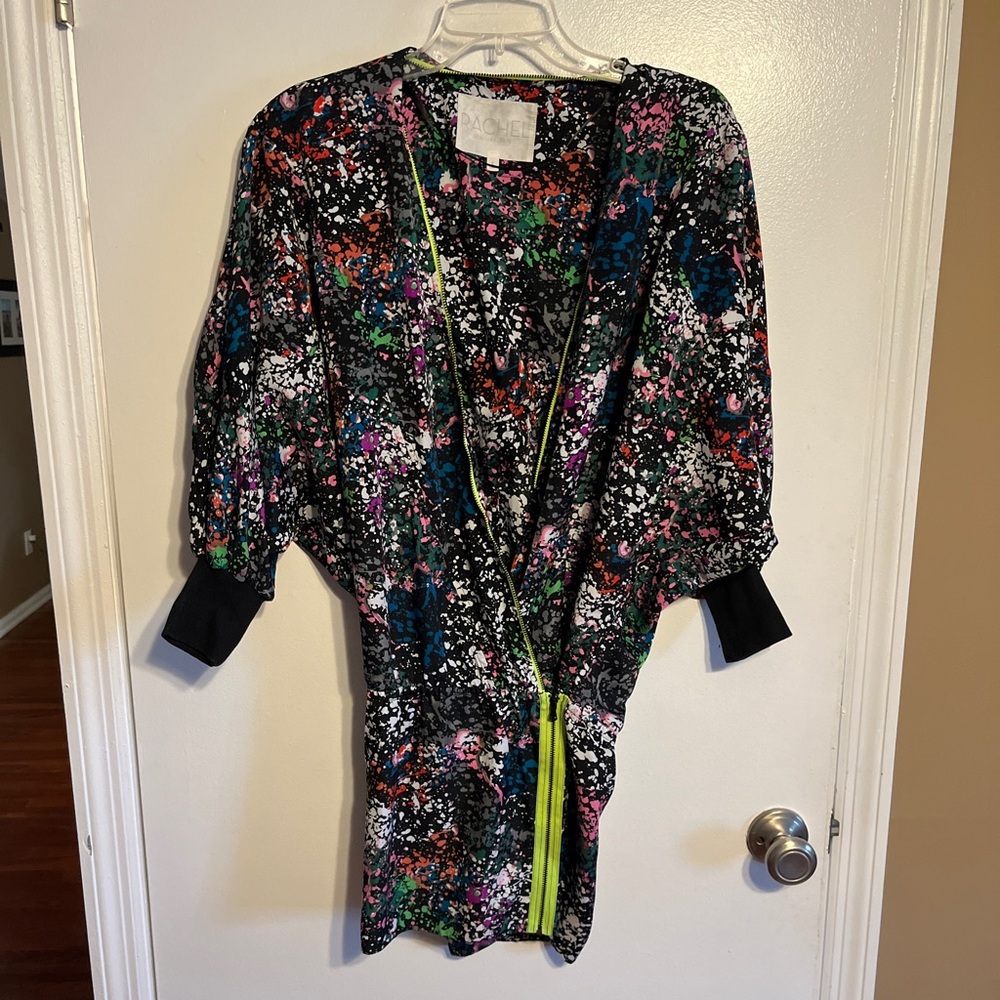 Rachel Rachel Roy Paint Splatter Lightweight Polyester Jacket top attached skirt